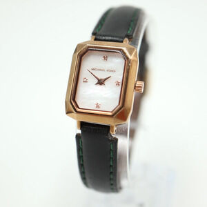 Michael Kors Alane Watch 18mm Rose Gold Tone MOP Rectangle Tank Leather MK2923